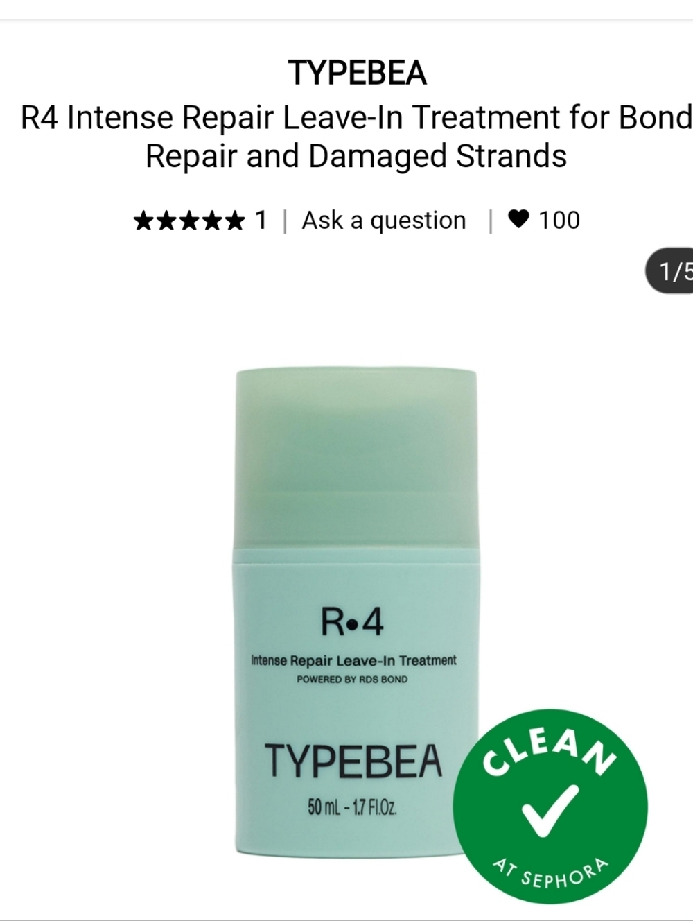 TYPEBEA R4 Intense Repair Leave In Treatment - Picture 1 of 6